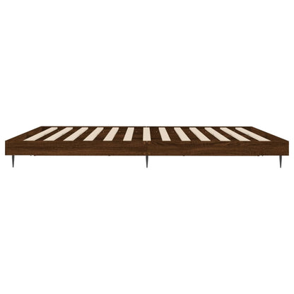 Elegant Brown Oak Bed Frame 200x200 cm - Engineered Wood