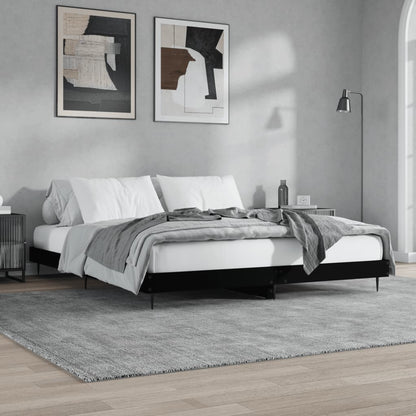 Sleek Black Engineered Wood Bed Frame 120x200 cm - No Mattress Included