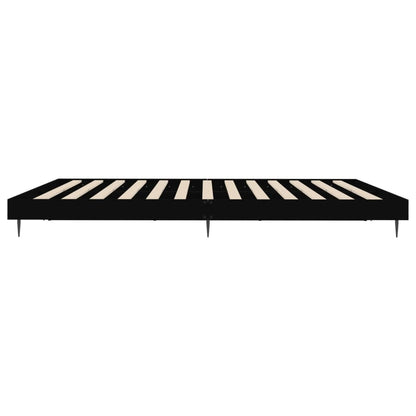 Sleek Black Engineered Wood Bed Frame 120x200 cm - No Mattress Included