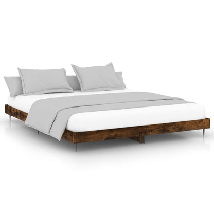 Smoked Oak 120x200 cm Bed Frame - Engineered Wood, No Mattress