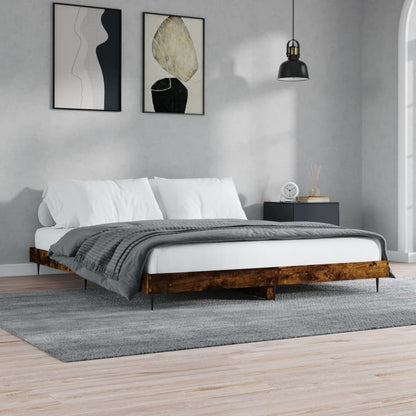 Smoked Oak 120x200 cm Bed Frame - Engineered Wood, No Mattress