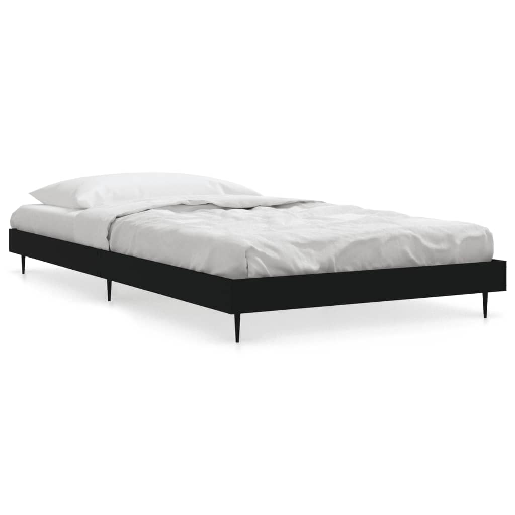Sleek Black 100x200 cm Engineered Wood Bed Frame (No Mattress)