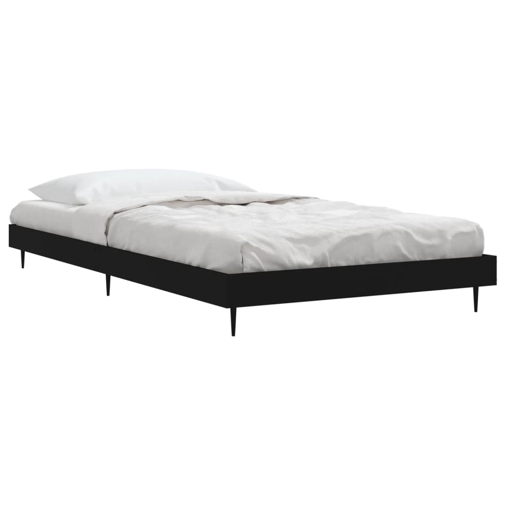 Sleek Black 100x200 cm Engineered Wood Bed Frame (No Mattress)