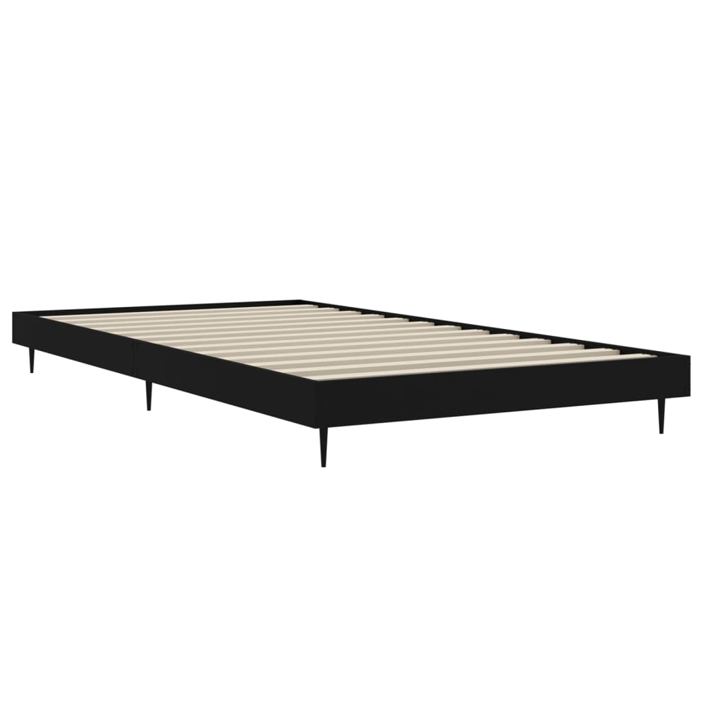 Sleek Black 100x200 cm Engineered Wood Bed Frame (No Mattress)