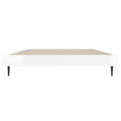 Sleek High Gloss White Bed Frame, 100x200 cm - No Mattress Included
