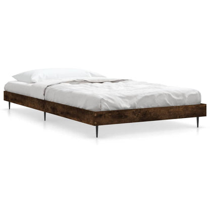 Smoked Oak Bed Frame 100x200 cm | Engineered Wood, No Mattress