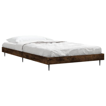 Smoked Oak Bed Frame 100x200 cm | Engineered Wood, No Mattress