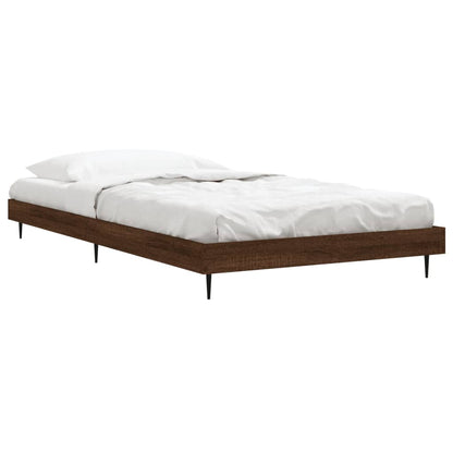 Brown Oak Engineered Wood Bed Frame 100x200 cm, No Mattress