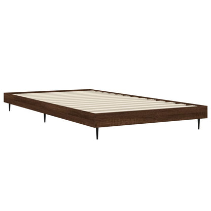 Brown Oak Engineered Wood Bed Frame 100x200 cm, No Mattress