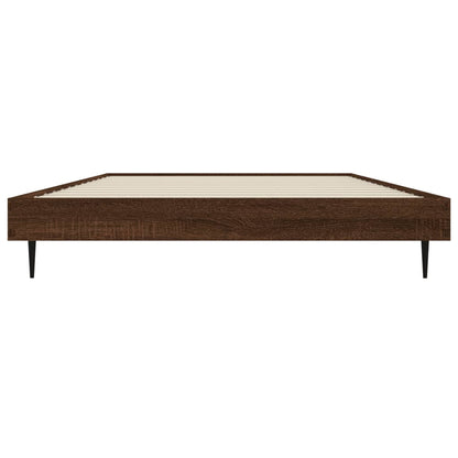 Brown Oak Engineered Wood Bed Frame 100x200 cm, No Mattress