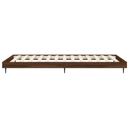 Brown Oak Engineered Wood Bed Frame 100x200 cm, No Mattress