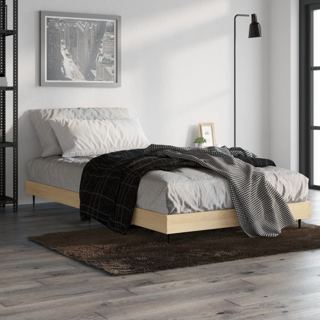 Sonoma Oak Bed Frame 90x200 cm - Engineered Wood, No Mattress