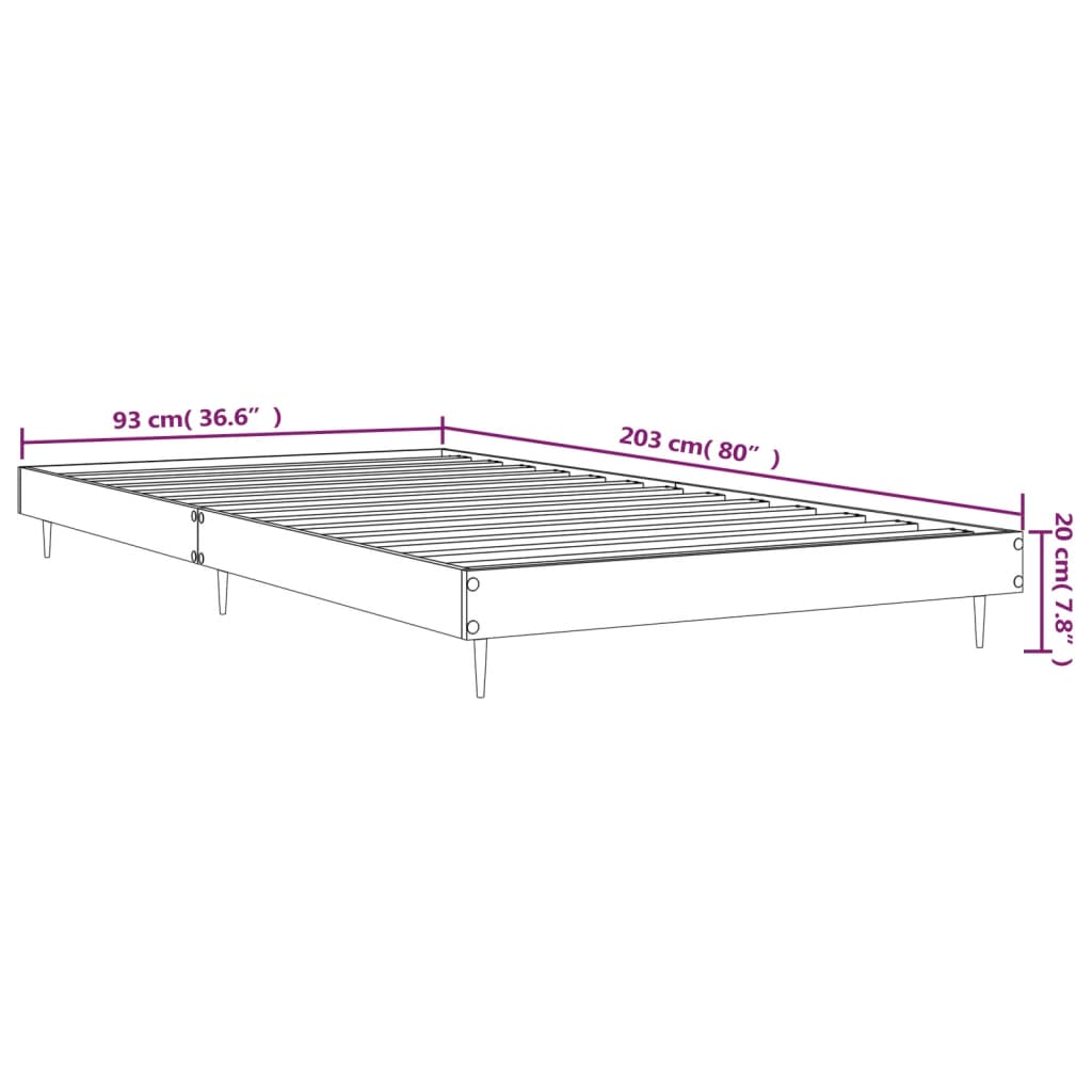 Sonoma Oak Bed Frame 90x200 cm - Engineered Wood, No Mattress