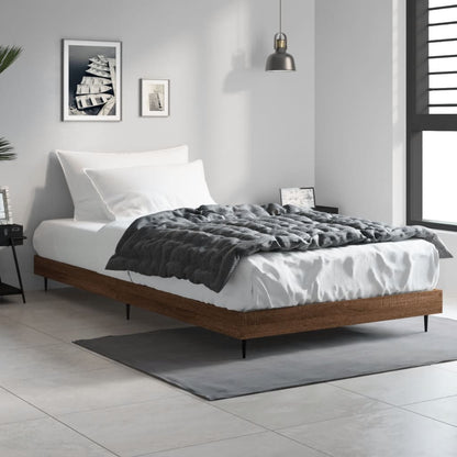 Brown Oak Bed Frame 90x200 cm - Engineered Wood