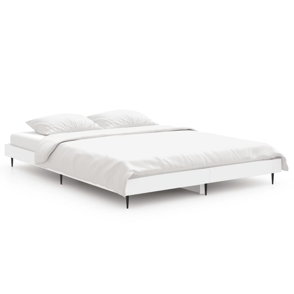 White Engineered Wood Bed Frame 140x190 cm - No Mattress Included