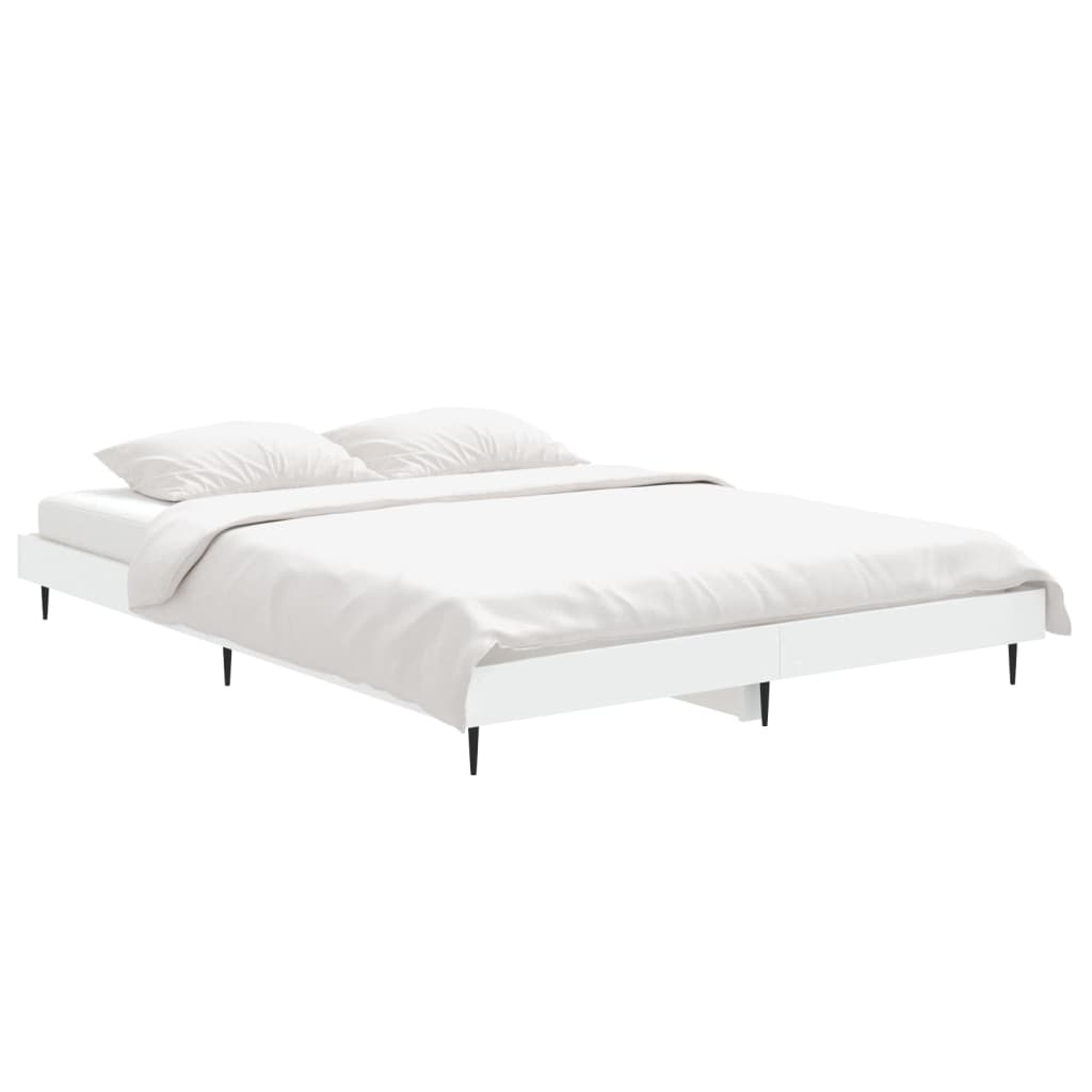 White Engineered Wood Bed Frame 140x190 cm - No Mattress Included