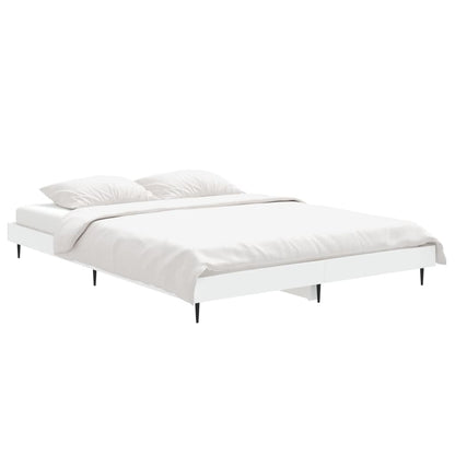 White Engineered Wood Bed Frame 140x190 cm - No Mattress Included