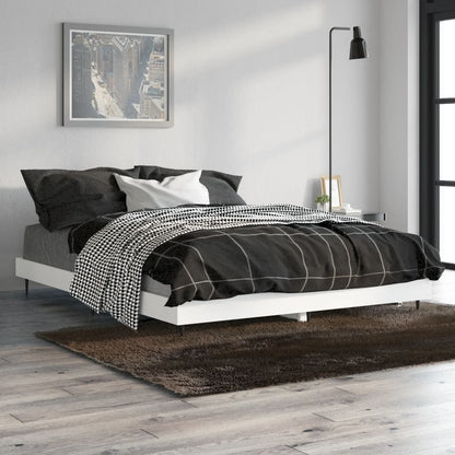 White Engineered Wood Bed Frame 140x190 cm - No Mattress Included