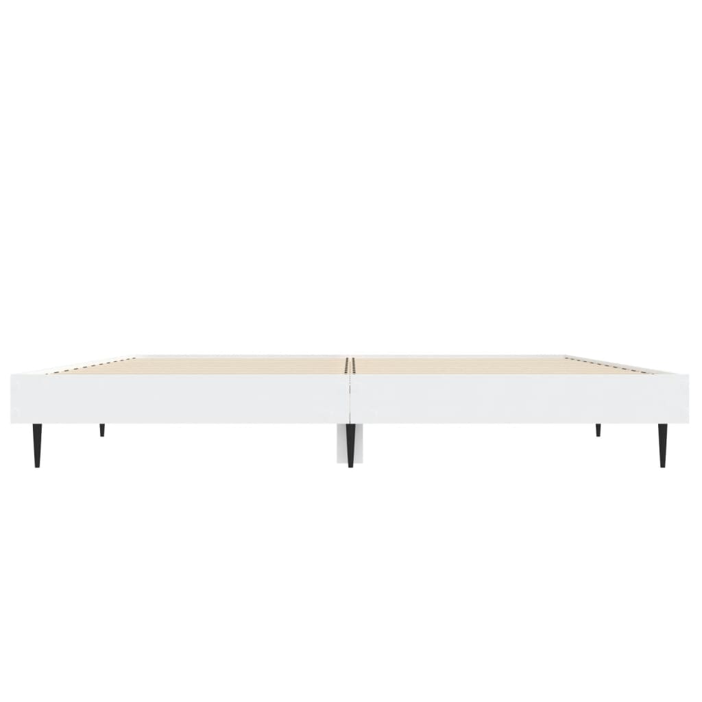 White Engineered Wood Bed Frame 140x190 cm - No Mattress Included