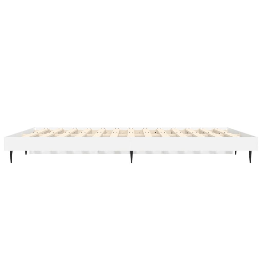White Engineered Wood Bed Frame 140x190 cm - No Mattress Included