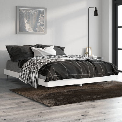 High Gloss White Bed Frame 140x190 cm – Sleek & Stylish Design