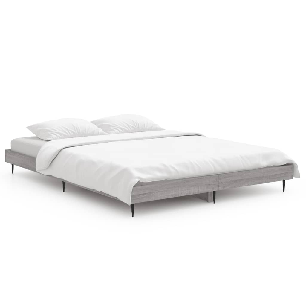 Grey Sonoma Bed Frame 140x190 cm - Engineered Wood, No Mattress