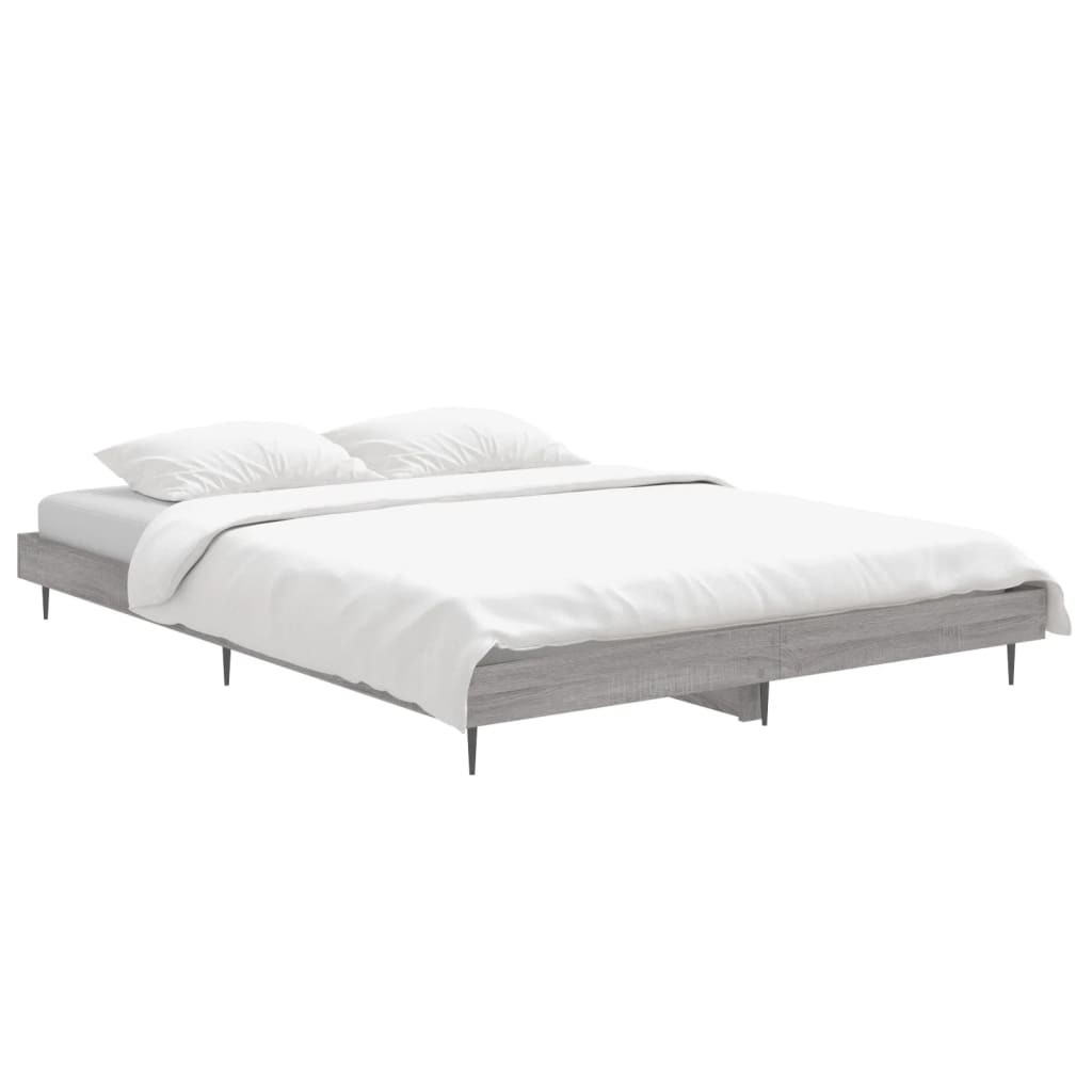 Grey Sonoma Bed Frame 140x190 cm - Engineered Wood, No Mattress