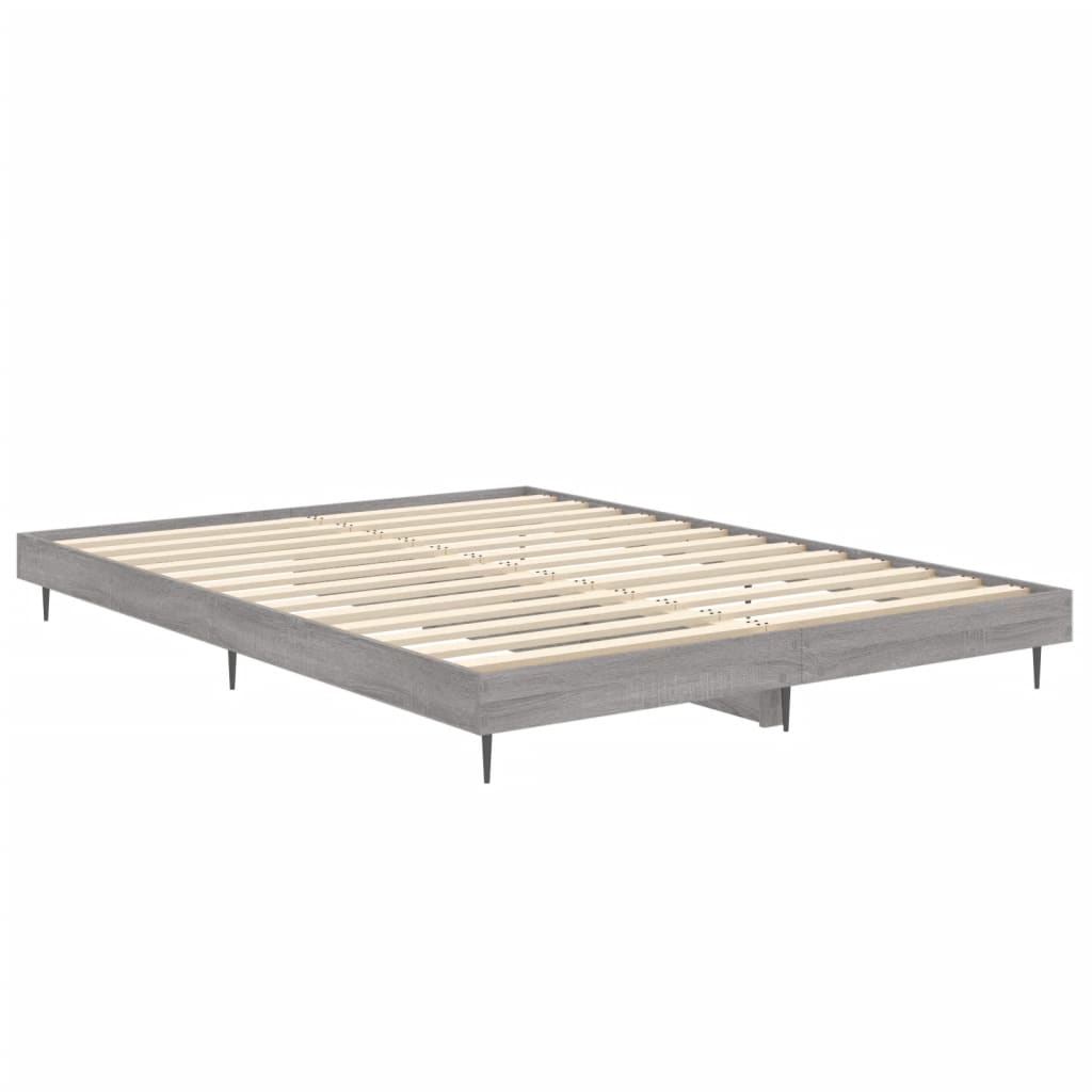 Grey Sonoma Bed Frame 140x190 cm - Engineered Wood, No Mattress