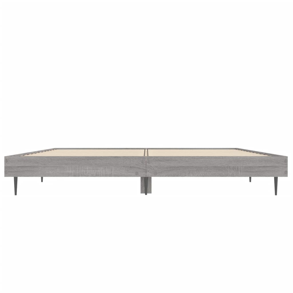 Grey Sonoma Bed Frame 140x190 cm - Engineered Wood, No Mattress