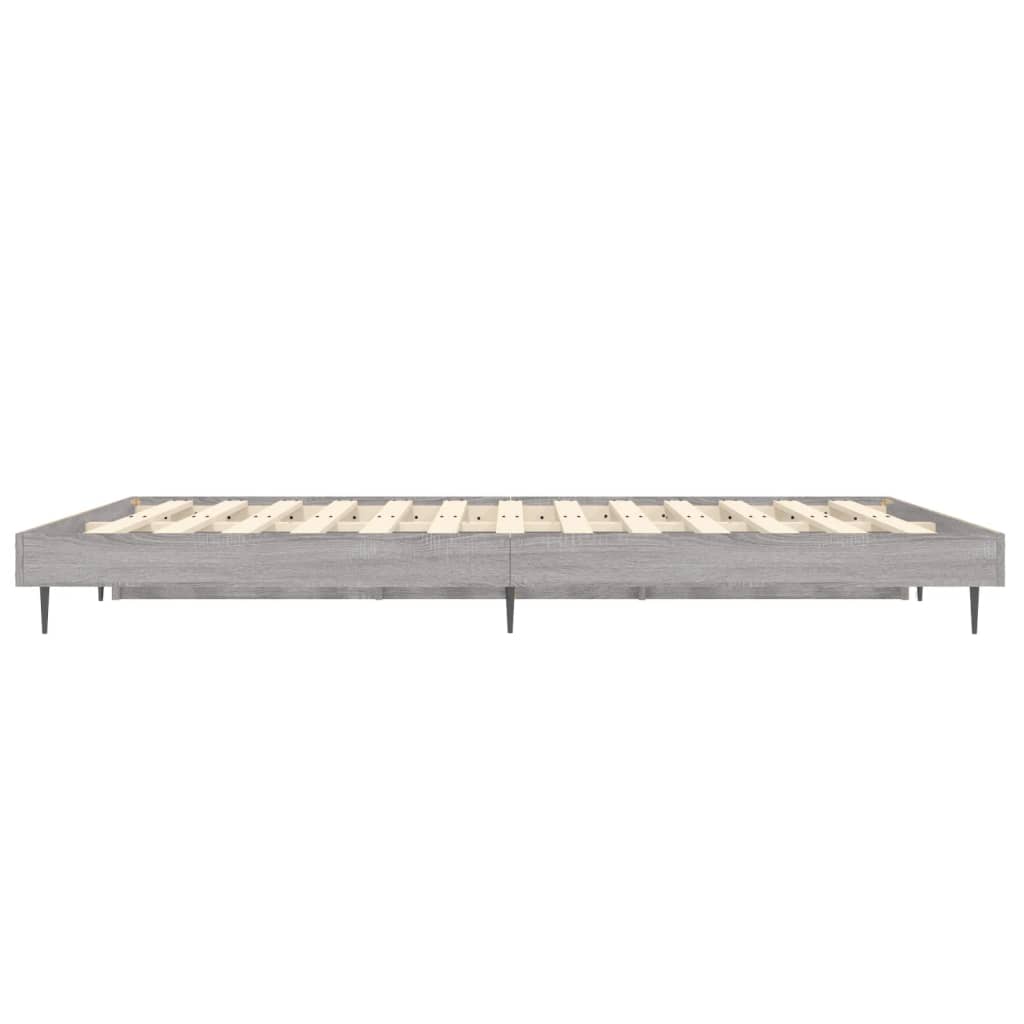 Grey Sonoma Bed Frame 140x190 cm - Engineered Wood, No Mattress