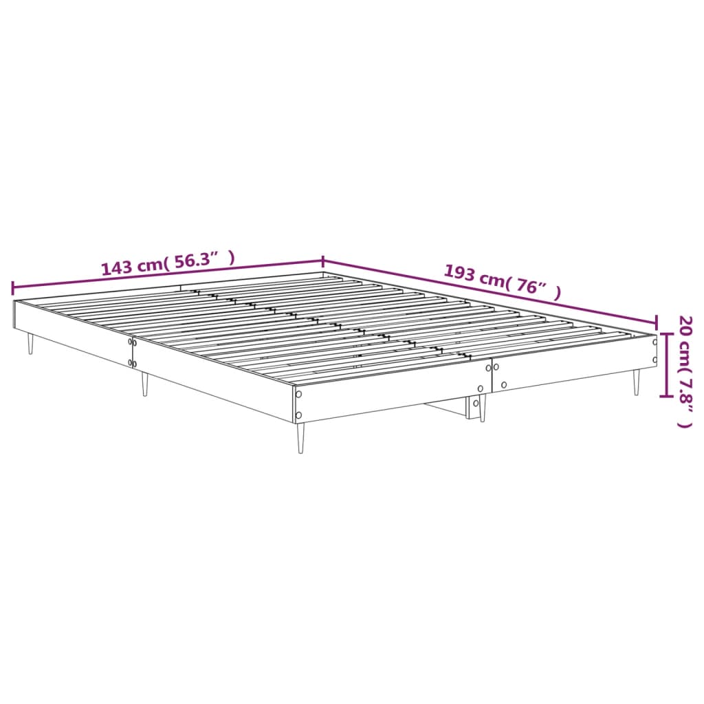 Grey Sonoma Bed Frame 140x190 cm - Engineered Wood, No Mattress