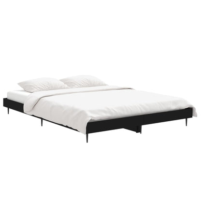 Black Engineered Wood Double Bed Frame 135x190 cm, No Mattress