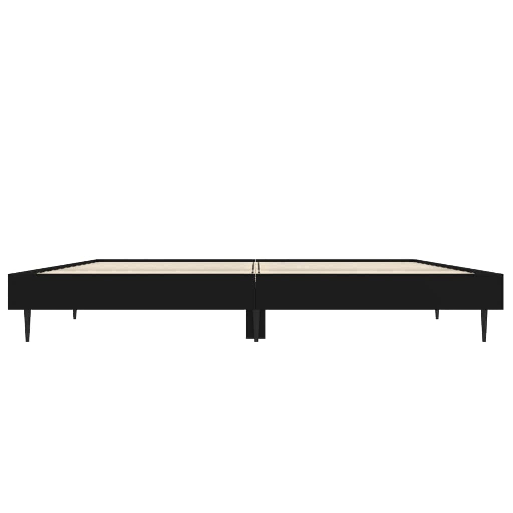 Black Engineered Wood Double Bed Frame 135x190 cm, No Mattress