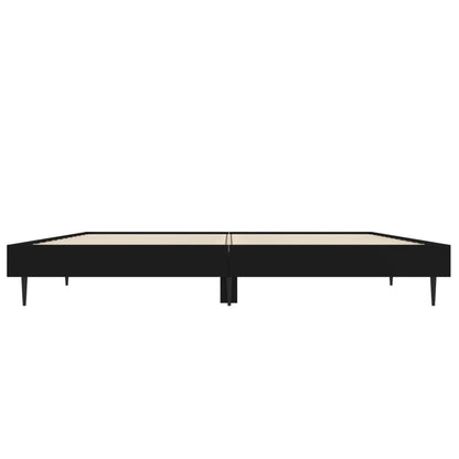 Black Engineered Wood Double Bed Frame 135x190 cm, No Mattress