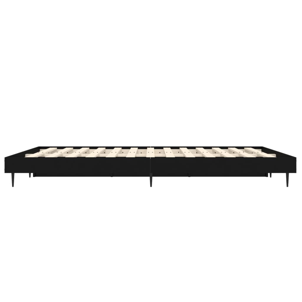 Black Engineered Wood Double Bed Frame 135x190 cm, No Mattress
