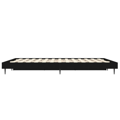 Black Engineered Wood Double Bed Frame 135x190 cm, No Mattress
