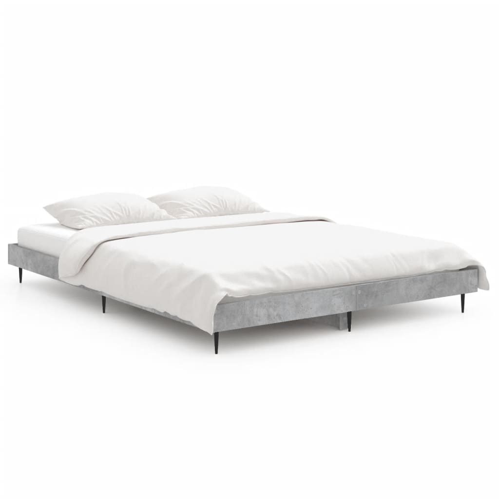 Concrete Grey Bed Frame 135x190 cm Double - Sturdy & Stylish