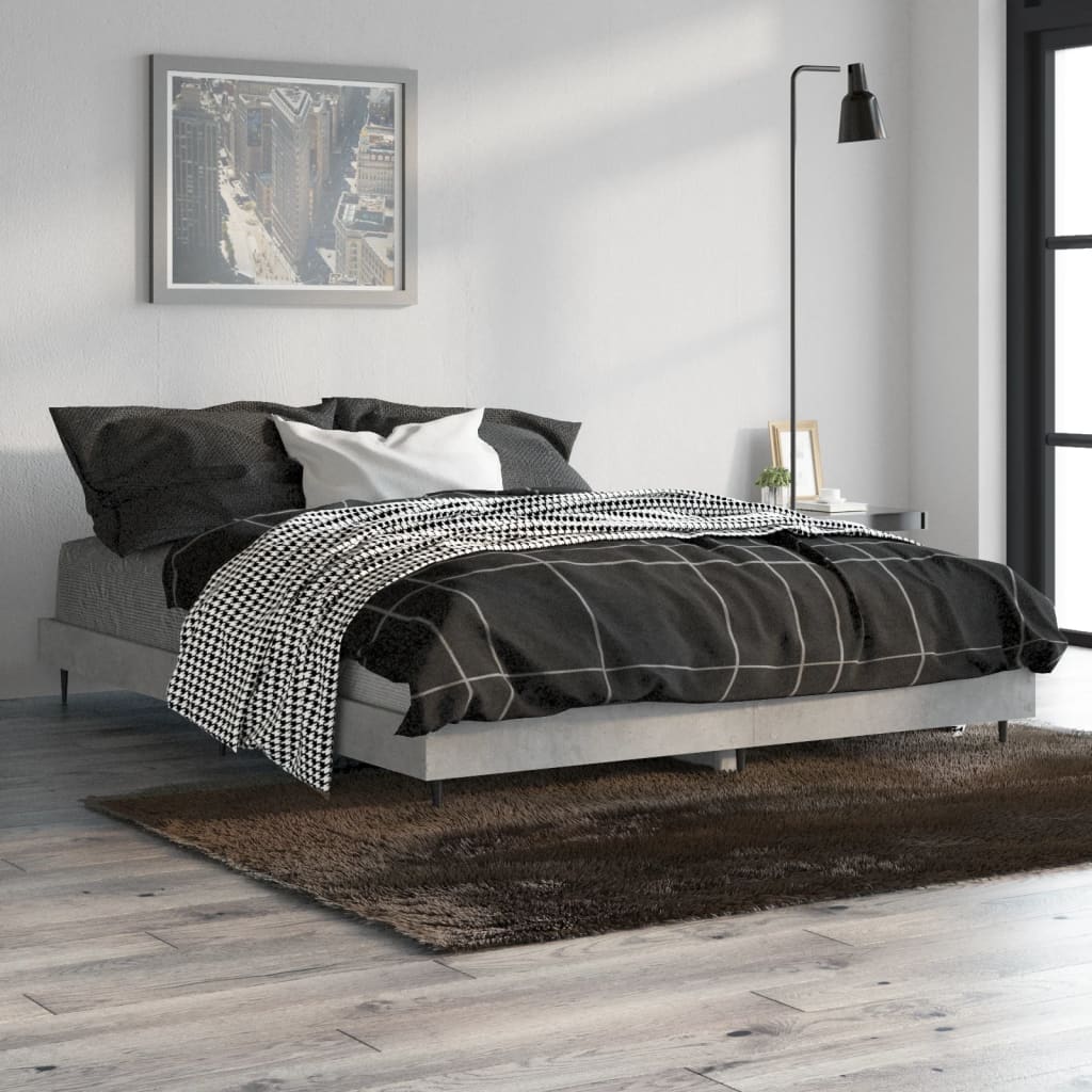Concrete Grey Bed Frame 135x190 cm Double - Sturdy & Stylish