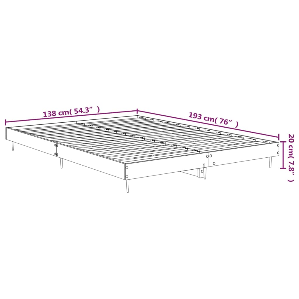 Concrete Grey Bed Frame 135x190 cm Double - Sturdy & Stylish
