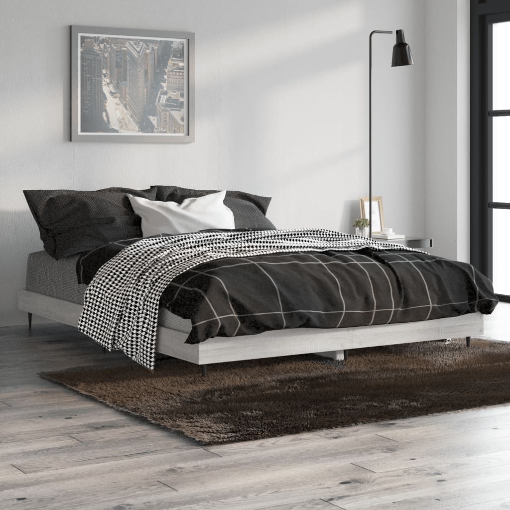 Grey Sonoma Double Bed Frame 135x190 cm - Engineered Wood