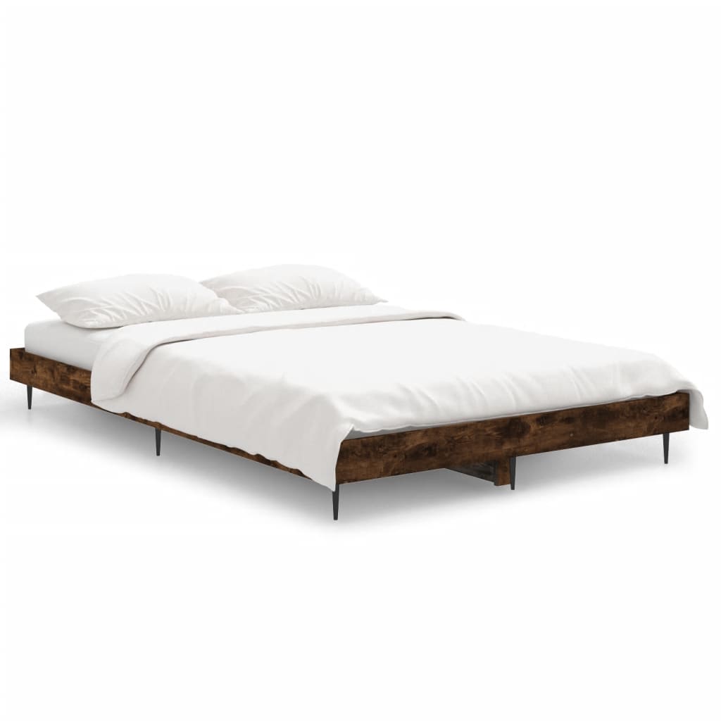 Smoked Oak Small Double Bed Frame 120x190 cm Engineered Wood