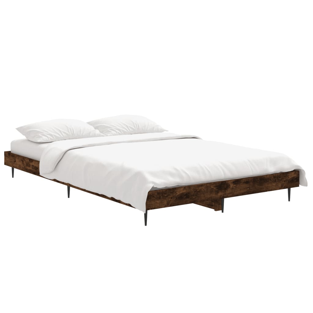 Smoked Oak Small Double Bed Frame 120x190 cm Engineered Wood