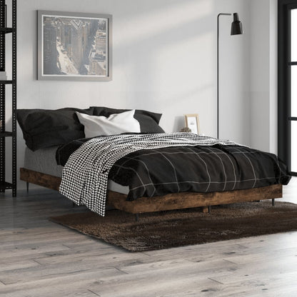 Smoked Oak Small Double Bed Frame 120x190 cm Engineered Wood