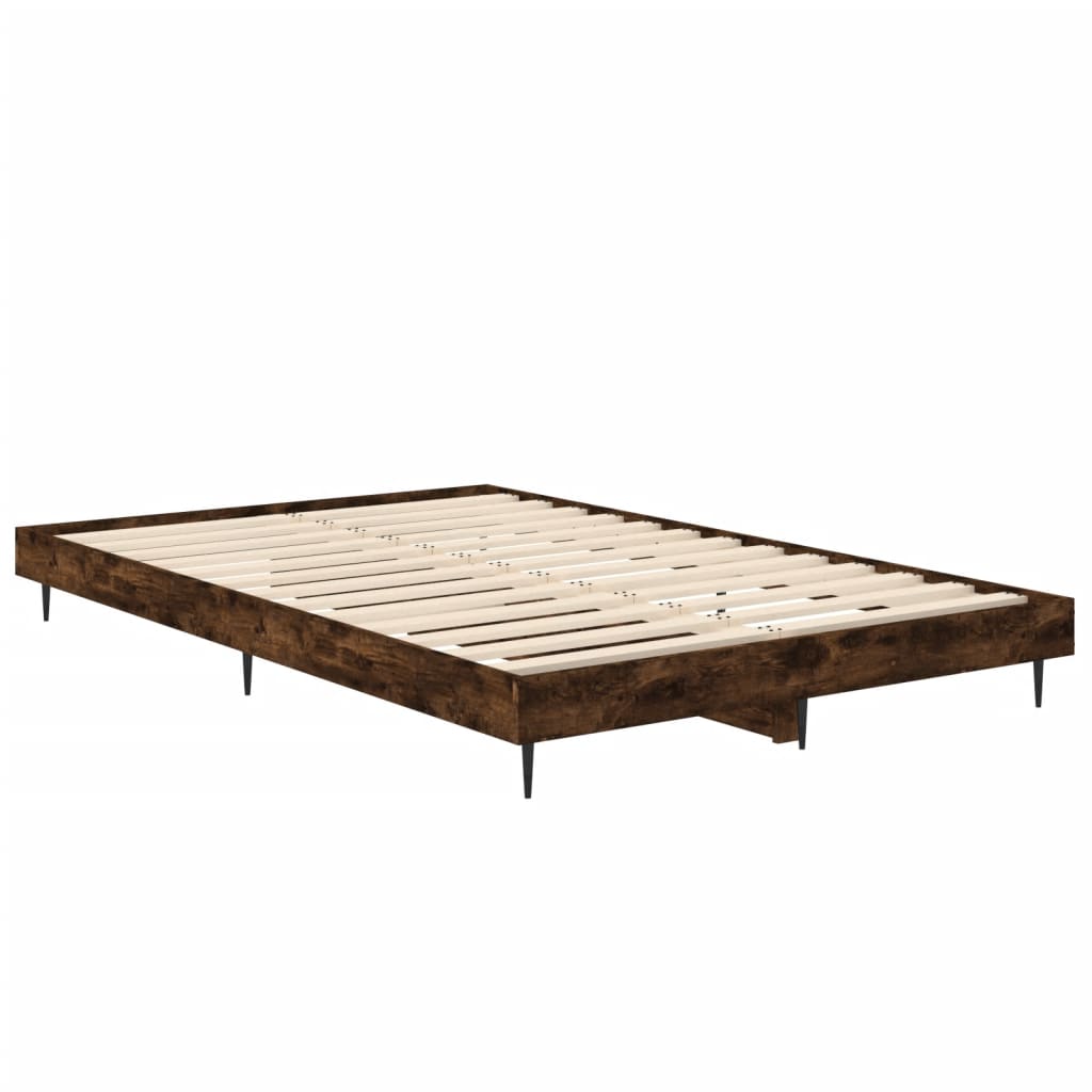 Smoked Oak Small Double Bed Frame 120x190 cm Engineered Wood