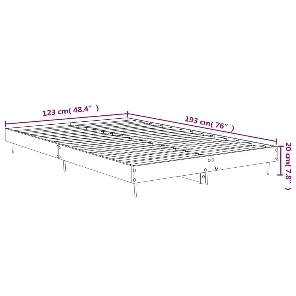 Grey Sonoma Engineered Wood Bed Frame 120x190 cm - Small Double