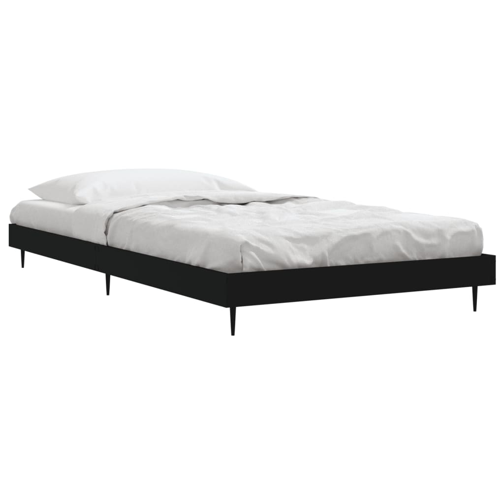 Black Engineered Wood Bed Frame - Single 90x190 cm (No Mattress)
