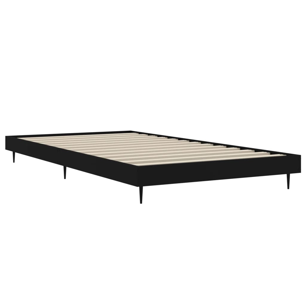 Black Engineered Wood Bed Frame - Single 90x190 cm (No Mattress)