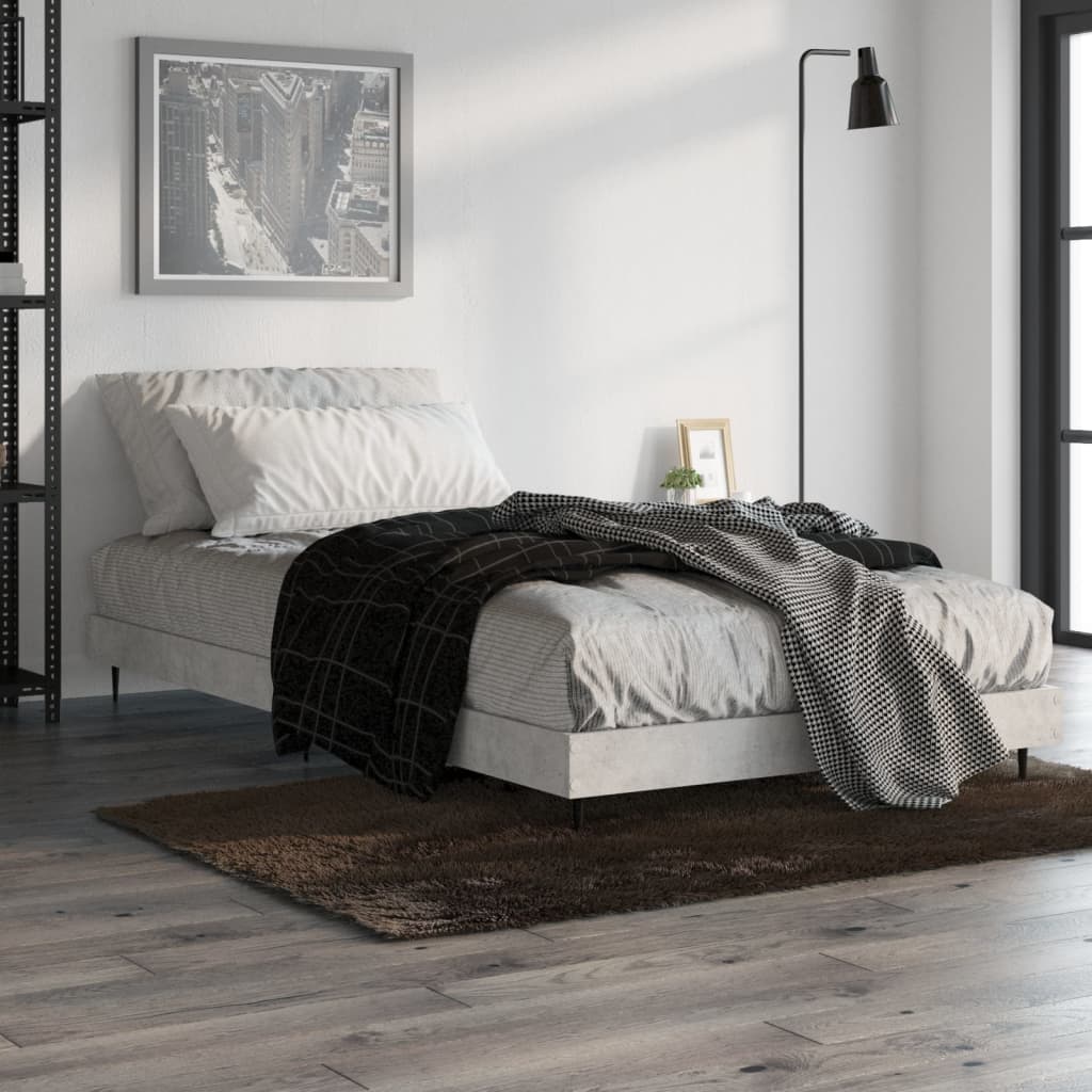 Concrete Grey Single Bed Frame 90x190 cm - No Mattress Included