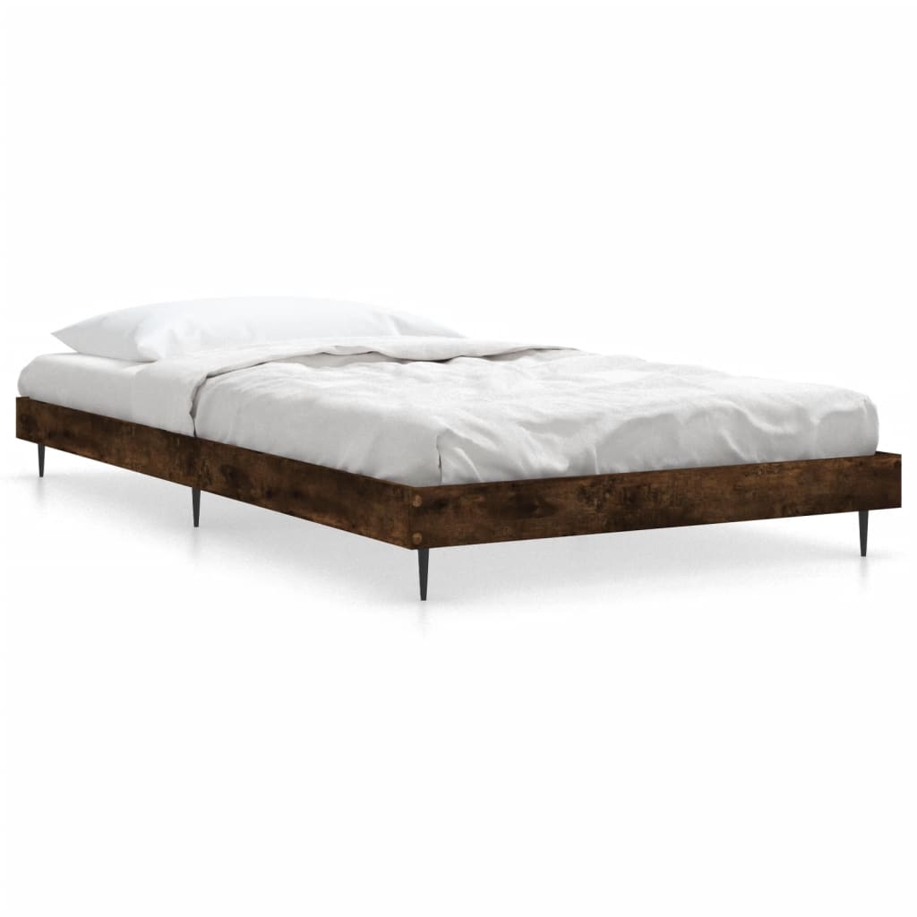 Smoked Oak Single Bed Frame 90x190 cm - Engineered Wood