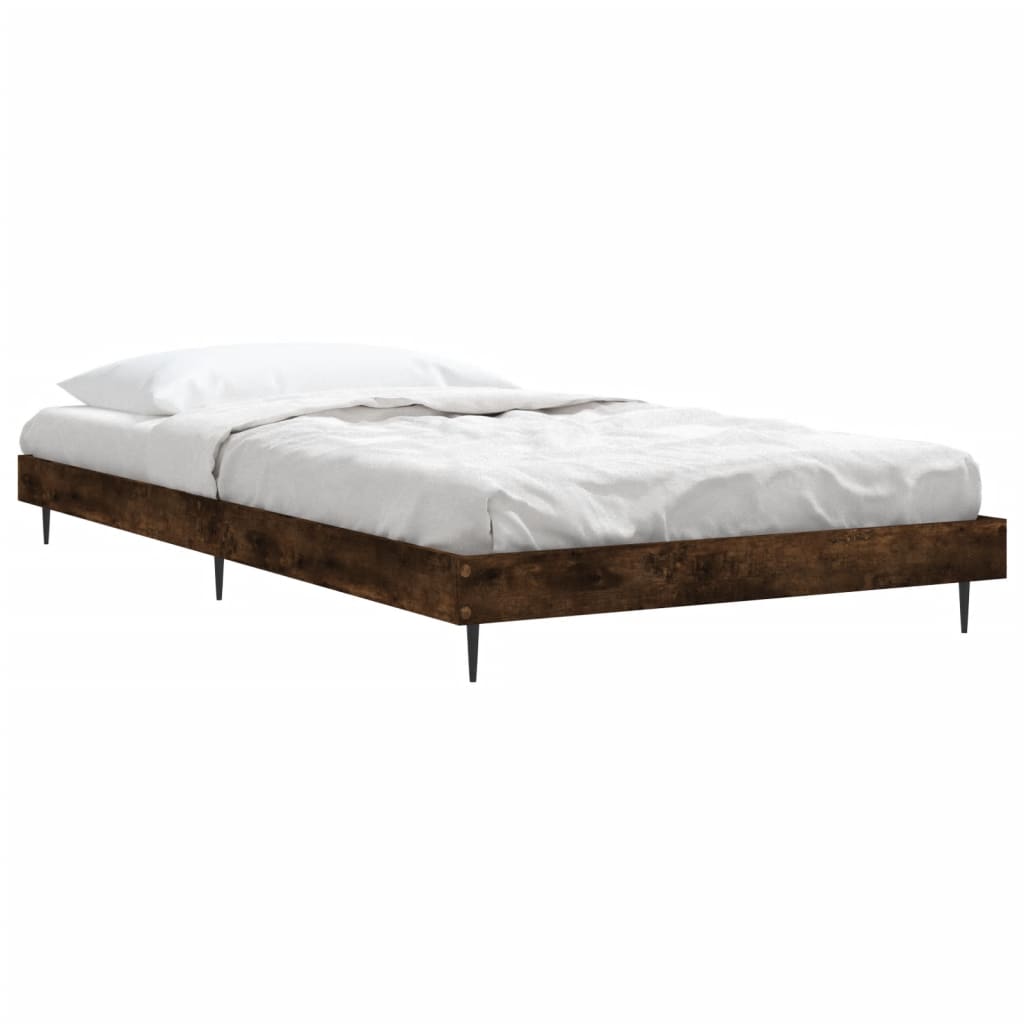 Smoked Oak Single Bed Frame 90x190 cm - Engineered Wood